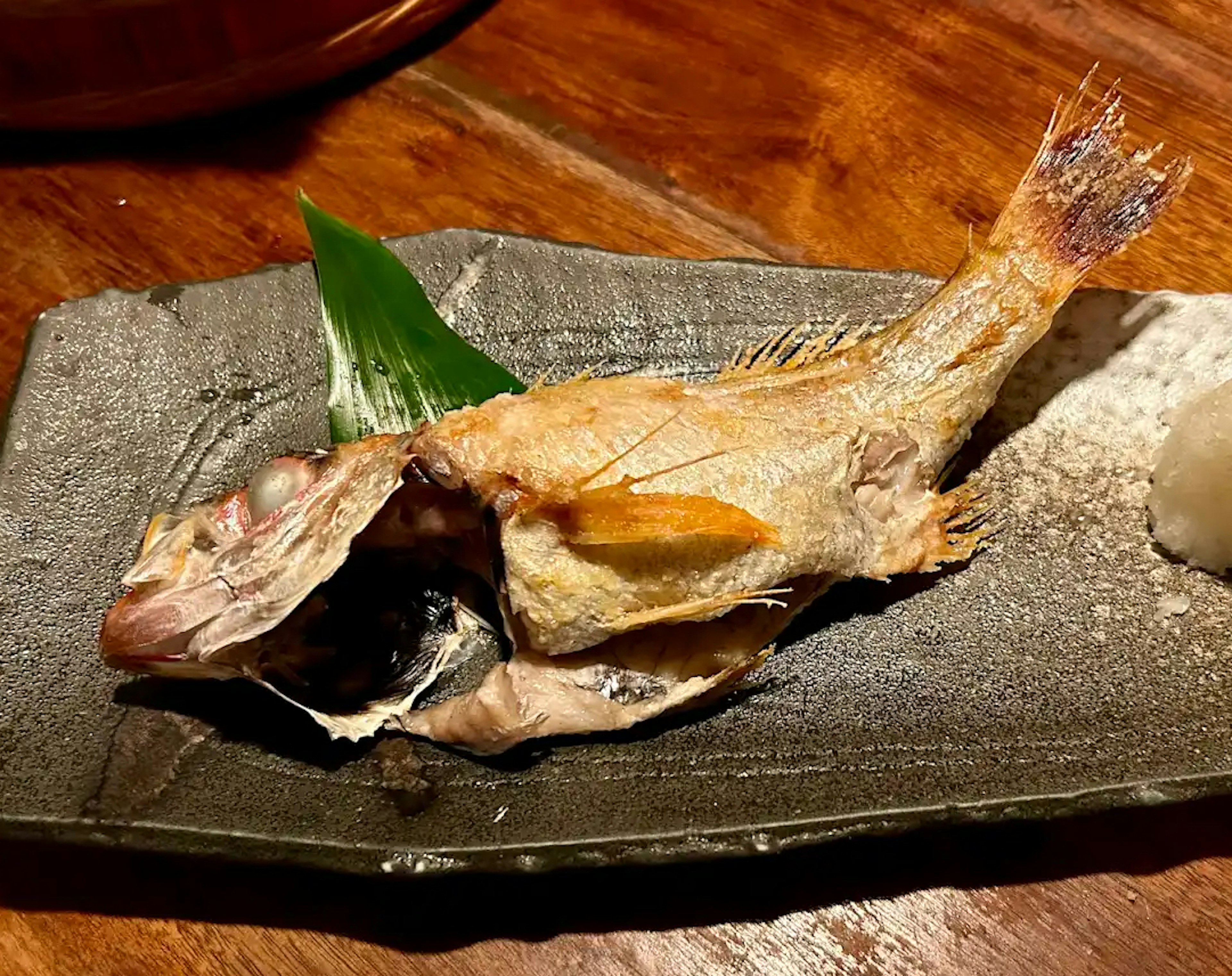 Grilled whole blackthroat seaperch