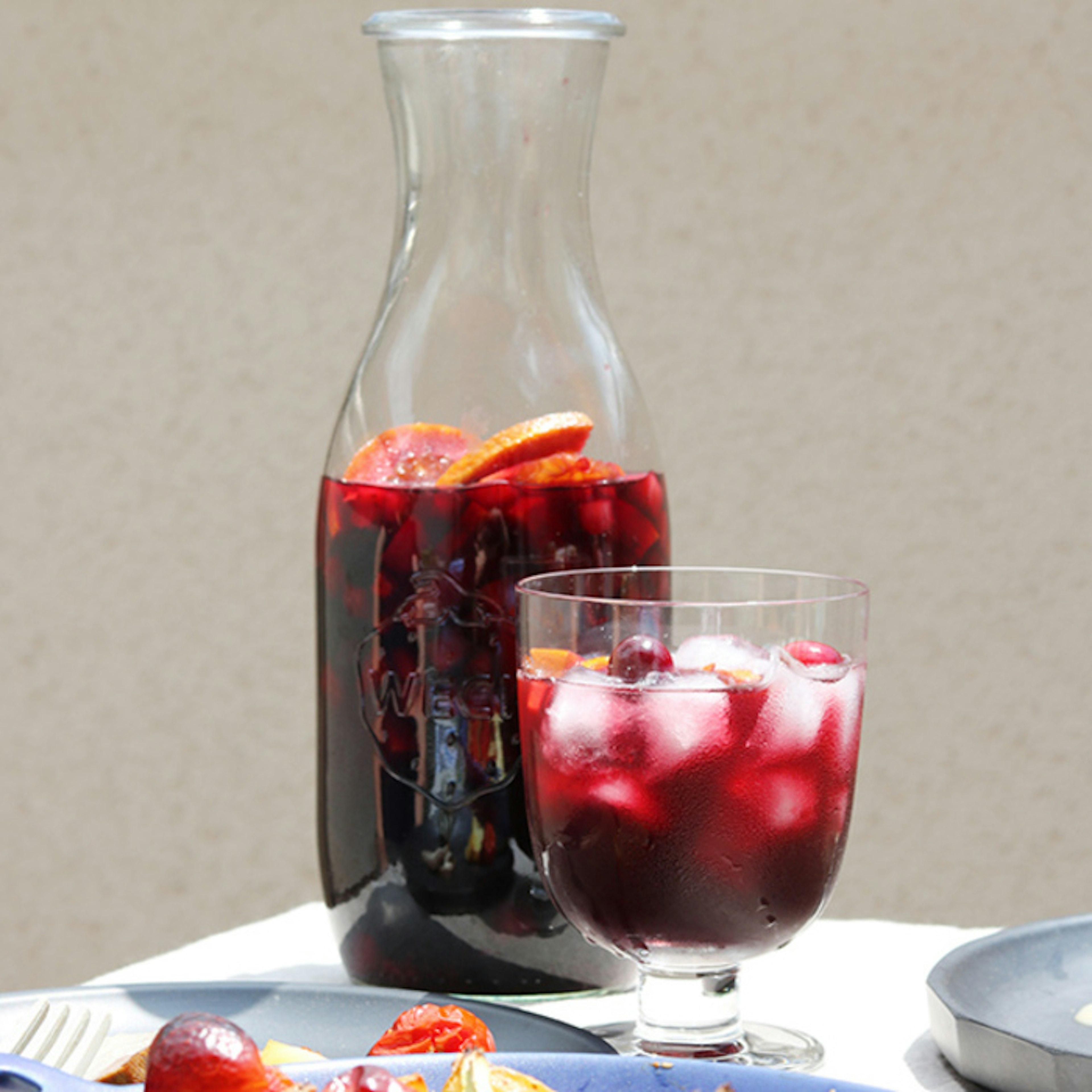 Homemade sangria rosso