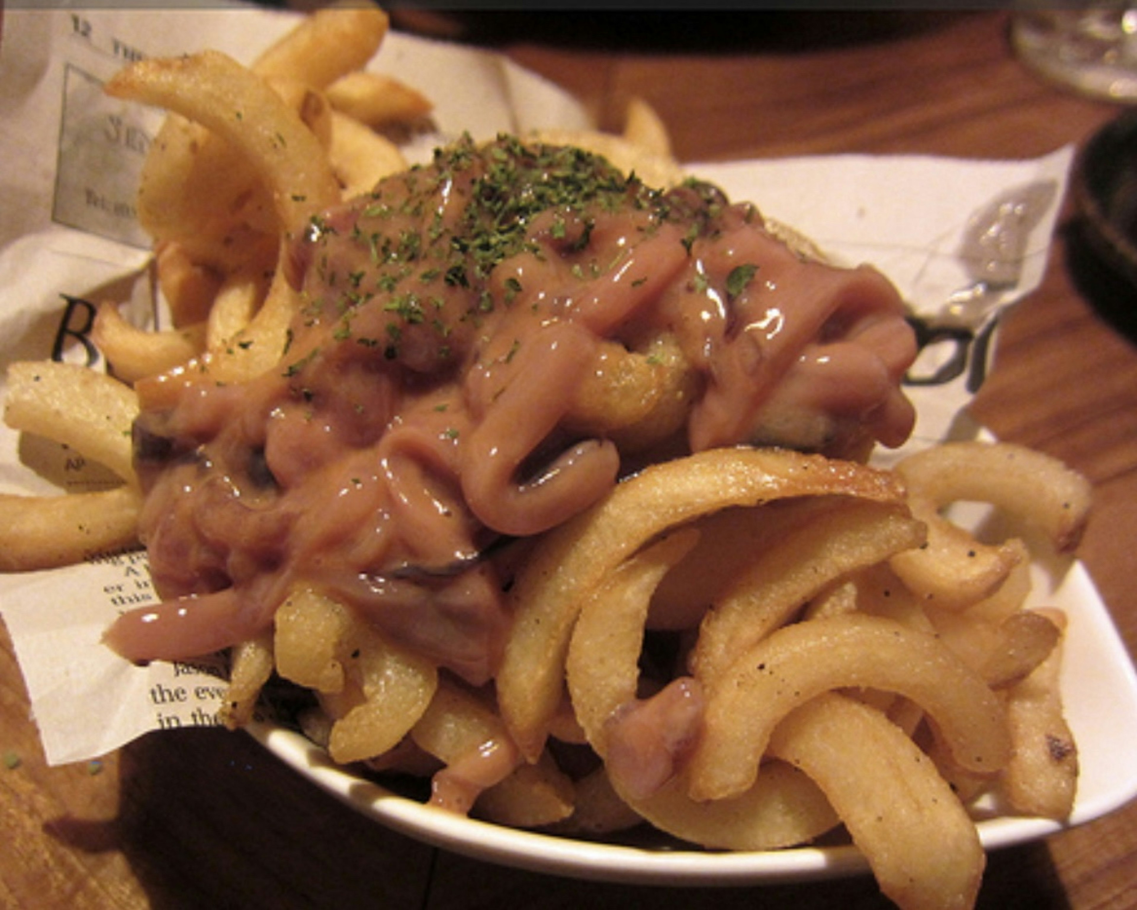 Spiral fries with Solted squid butter