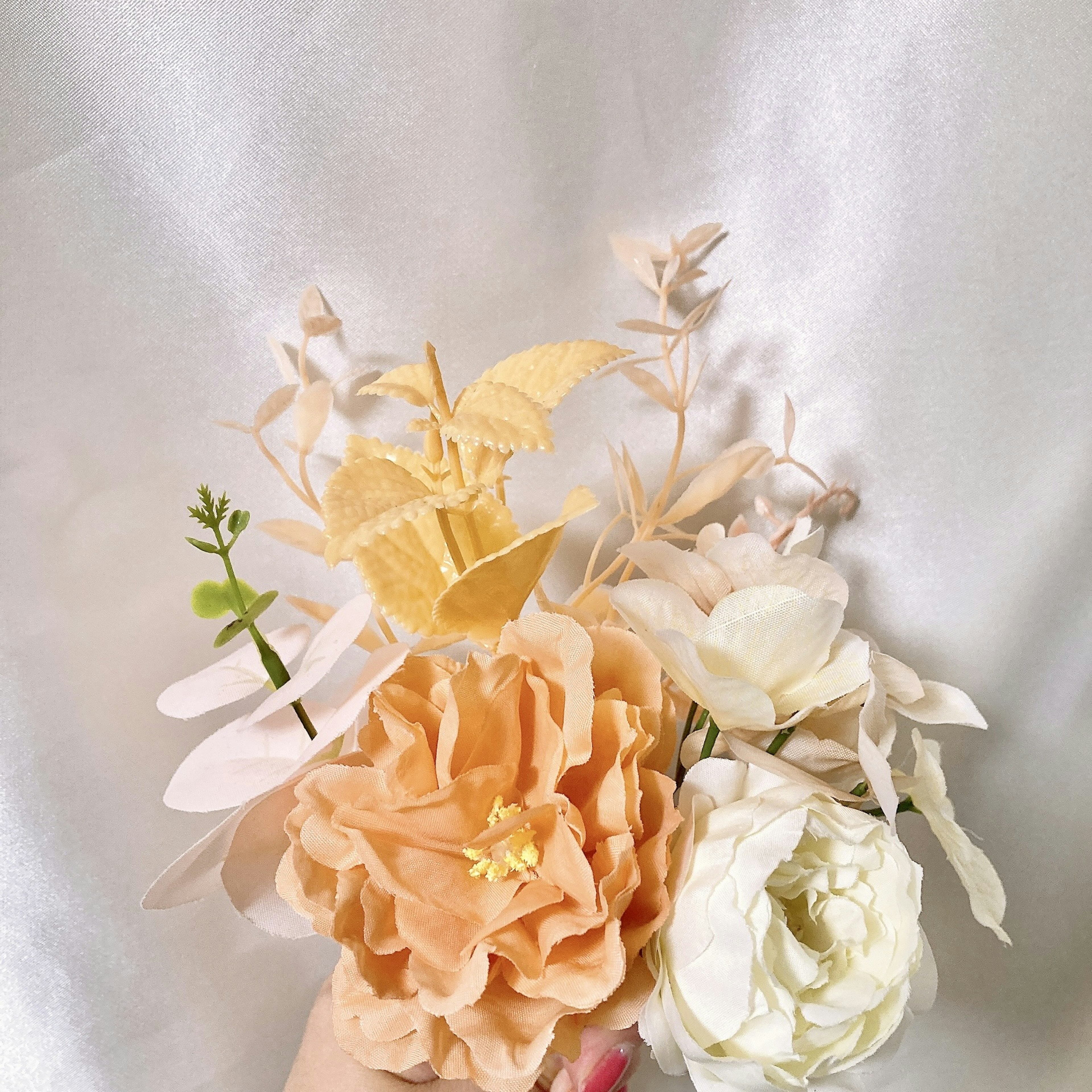 お花２７ MIX オレンジベージュ×ベージュ×ホワイト系